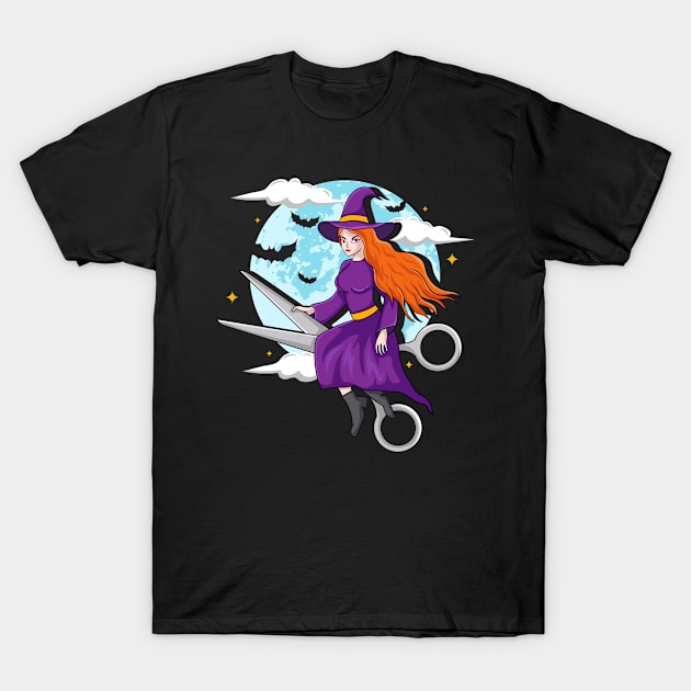 Halloween Hairdresser Salon Witch Scissor Hairstylist T-Shirt by keywhite